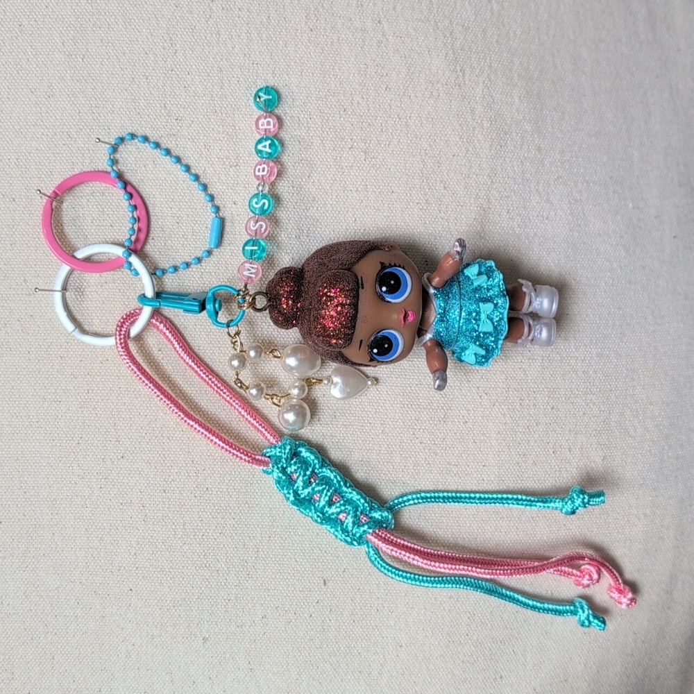 Upcycled LoL Surprise Doll- Glitter Series Miss baby Handmade Bag Charm Keychain